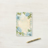 Blaue Blumen und Juwelen Post-it Klebezettel (Auf Schreibtisch)