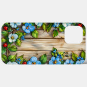 Blaue Blumen und Ladybugs Case-Mate iPhone Hülle (Rückseite (Horizontal))