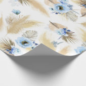 Blaue Blumen und Pampas Grass Elegant Geschenkpapier (Ecke)