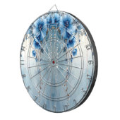 Blaue Blumen und Perlen Dartboard Dartscheibe (Vorderseite rechts)