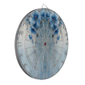 Blaue Blumen und Perlen Dartboard Dartscheibe (Vorderseite Links)