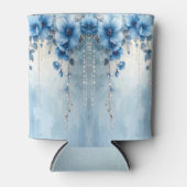 Blaue Blumen und Perlen Dosenkühler (Vorderseite)