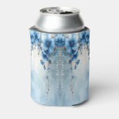 Blaue Blumen und Perlen Dosenkühler (Kanne Rückseite)