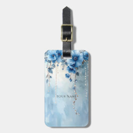 Blaue Blumen und Perlen Gepäckanhänger