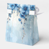 Blaue Blumen und Perlen Geschenkbox Geschenkschachtel (Rückseite)