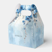 Blaue Blumen und Perlen Geschenkbox Geschenkschachtel (Rückseite)
