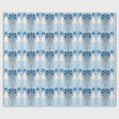 Blaue Blumen und Perlen Geschenkpapier (Flach)
