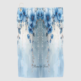 Blaue Blumen und Perlen Golfhandtuch