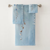 Blaue Blumen und Perlen Handtuch-Set Badhandtuch Set (Insitu)