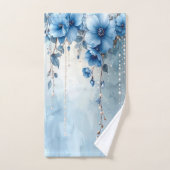 Blaue Blumen und Perlen Handtuch-Set Badhandtuch Set (Handtuch)
