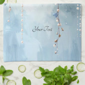 Blaue Blumen und Perlen Küchenhandtuch Geschirrtuch (Gefaltet)
