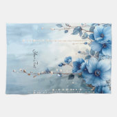 Blaue Blumen und Perlen Küchenhandtuch Geschirrtuch (Horizontal)