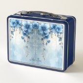 Blaue Blumen und Perlen Lunchbox (Rückseite)