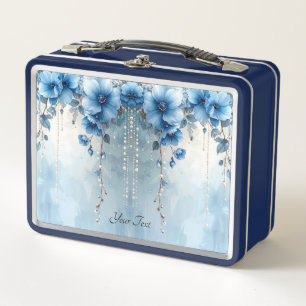 Blaue Blumen und Perlen Lunchbox