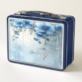Blaue Blumen und Perlen Lunchbox (Rückseite)