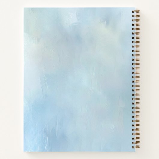 Blaue Blumen und Perlen Notizbuch (Rückseite)