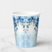 Blaue Blumen und Perlen-Papierbecher Pappbecher (Rechts)