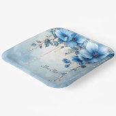Blaue Blumen und Perlen Papierplatte Pappteller (Gewinkelt)