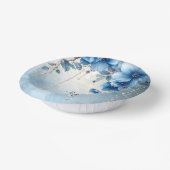 Blaue Blumen und Perlen Pappteller (Gewinkelt)