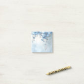 Blaue Blumen und Perlen Post-it-Notizen Post-it Klebezettel (Auf Schreibtisch)