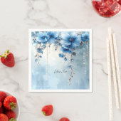 Blaue Blumen und Perlen Serviette (Beispiel)