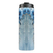 Blaue Blumen und Perlen Thermobecher Thermosbecher (Vorderseite)