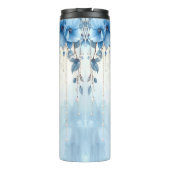 Blaue Blumen und Perlen Thermobecher Thermosbecher (Rückseite)