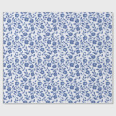 Blaue Blumen und Reben Geschenkpapier (Flach)