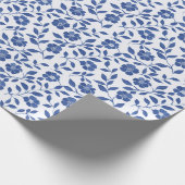 Blaue Blumen und Reben Geschenkpapier (Ecke)