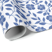 Blaue Blumen und Reben Geschenkpapier (Rolleneckpunkt)