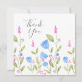 "Blaue Blumen und rosa Berries" Wasserfarbe Dankeskarte