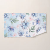 Blaue Blumen und rosa Schmetterlinge Badhandtuch Set (Handtuch)