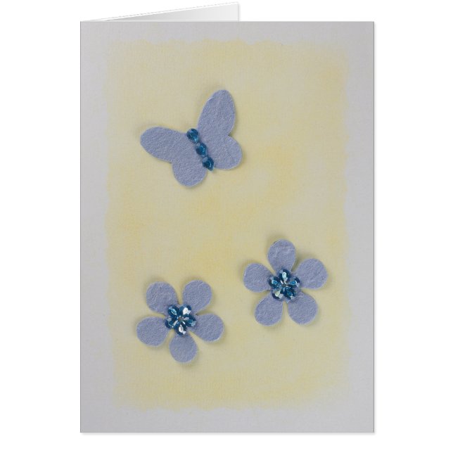 Blaue Blumen und Schmetterling personalisieren (Vorne)