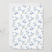 Blaue Blumen und Schmetterlinge Einladung (Rückseite)