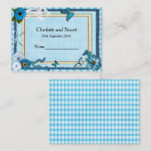 Blaue Blumen und Schmetterlinge Platzkarte (Vorne/Hinten)