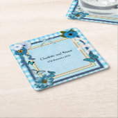 Blaue Blumen und Schmetterlinge Rechteckiger Pappuntersetzer (angewinkelt)