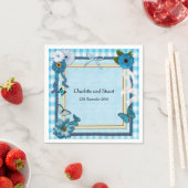Blaue Blumen und Schmetterlinge Serviette (Beispiel)