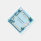 Blaue Blumen und Schmetterlinge Serviette (Ecke)
