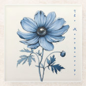 Blaue Blumen, Untersetzer aus Glas, Hochzeit (Vorderseite)