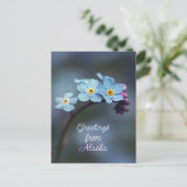 Blaue Blumen Vergessen Sie mir nicht Grüße von Ala Postkarte (Stehend Vorderseite)