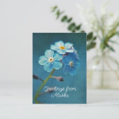 Blaue Blumen Vergessen Sie mir nicht Grüße von Ala Postkarte (Stehend Vorderseite)
