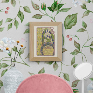 Blaue Blumen Vintag Jugendstil Poster