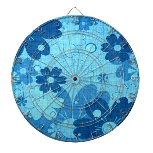 Blaue Blumen Vintage Dartscheibe