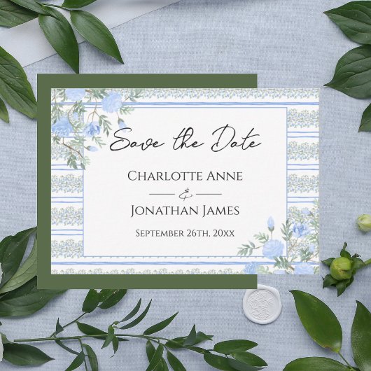 Blaue Blumen Vintage Romantisch Save The Date
