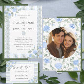 Blaue Blumen Vintage Romantisch Save The Date