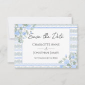Blaue Blumen Vintage Romantisch Save The Date (Vorderseite)