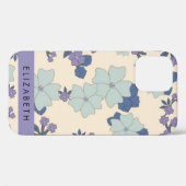 Blaue Blumen, violette Blumen, Blumen, Ihr Name Case-Mate iPhone Hülle (Rückseite (Horizontal))
