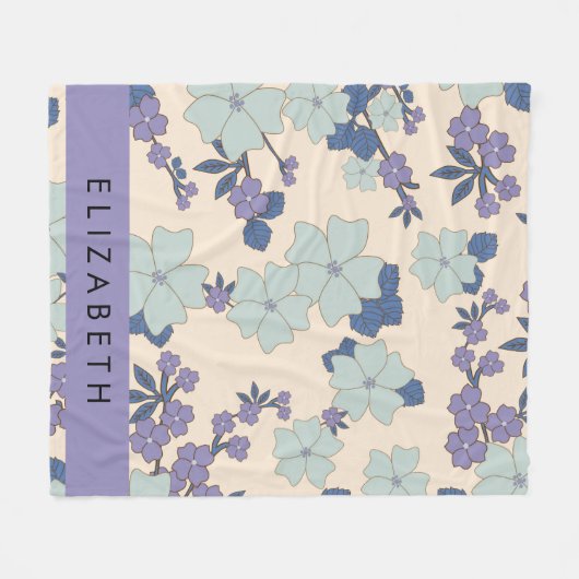 Blaue Blumen, violette Blumen, Blumen, Ihr Name Fleecedecke (Vorderseite (Horizontal))