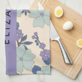 Blaue Blumen, violette Blumen, Blumen, Ihr Name Geschirrtuch (Viertel Falte)