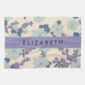 Blaue Blumen, violette Blumen, Blumen, Ihr Name Geschirrtuch (Horizontal)